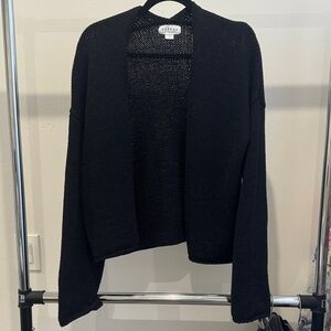 Velvet Black Open-Front Knit Cardigan